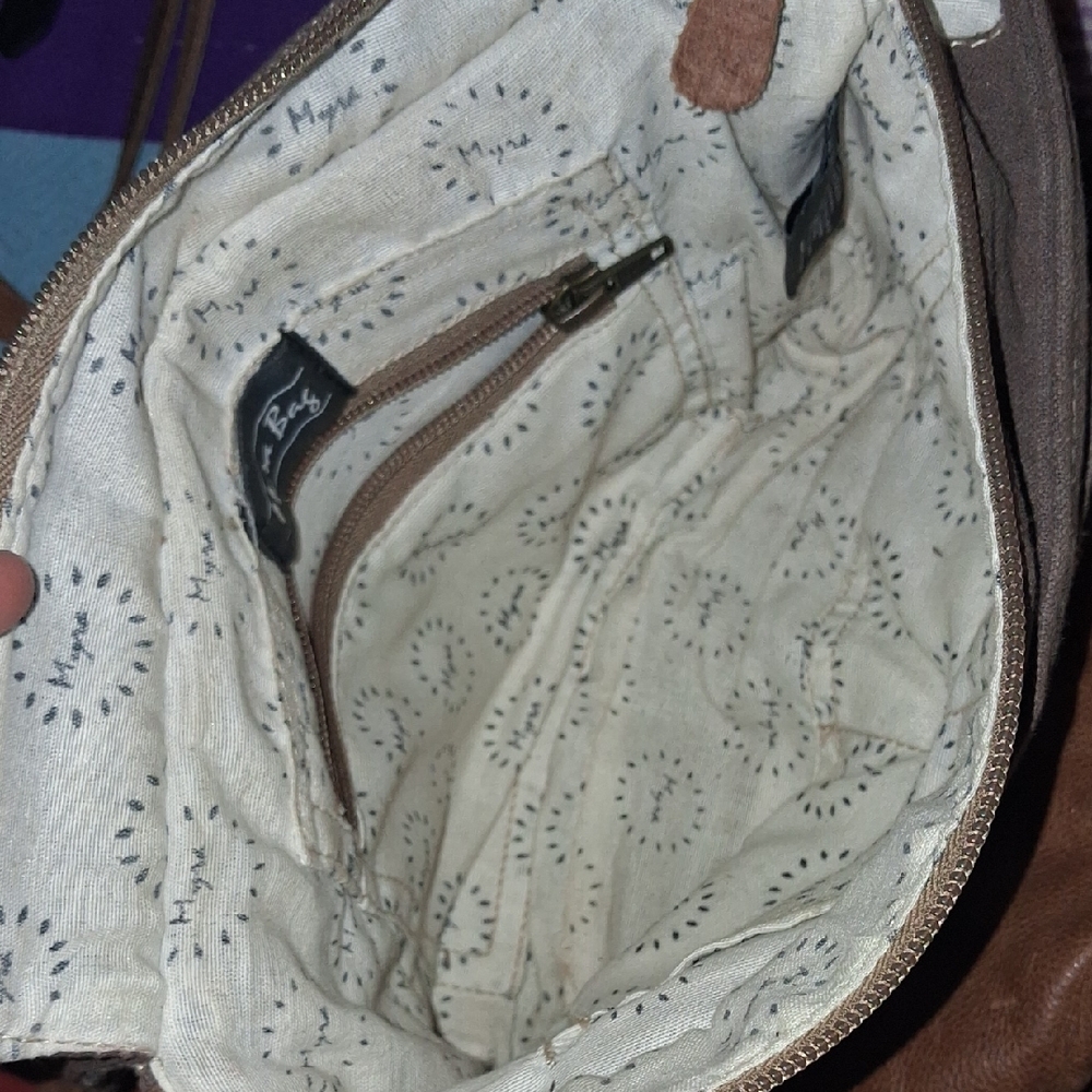 Myra Bag Brown Patterned Haircalf & Leather Crossbody - Picture 8 of 10